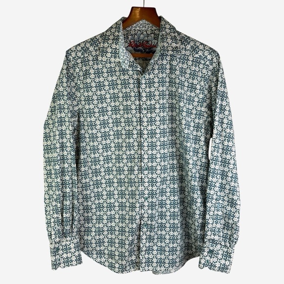 Robert Graham Shirt Mens Size M Hanover Floral Geo Flip Cuff Button Up Classic - Picture 2 of 11